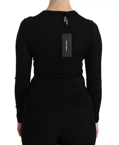 Dolce & Gabbana Black Virgin Wool Long Sleeve Top Blouse Top by Dolce & Gabbana