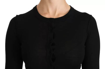 Dolce & Gabbana Black Virgin Wool Long Sleeve Top Blouse Top by Dolce & Gabbana