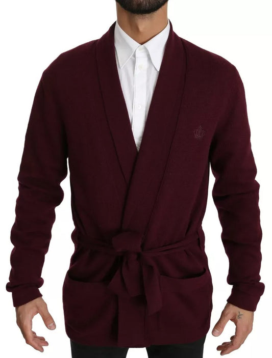 Dolce & Gabbana Bordeaux Cashmere Crown Cardigan Sweater by Dolce & Gabbana