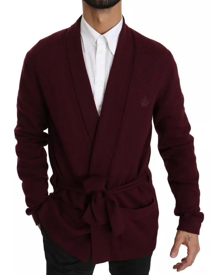 Dolce & Gabbana Bordeaux Cashmere Crown Cardigan Sweater by Dolce & Gabbana