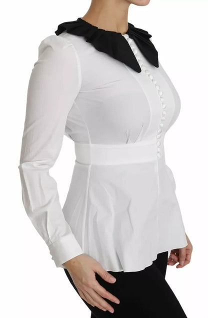 Dolce & Gabbana Black White Decorative Buttons Tops Shirt Blouse by Dolce & Gabbana