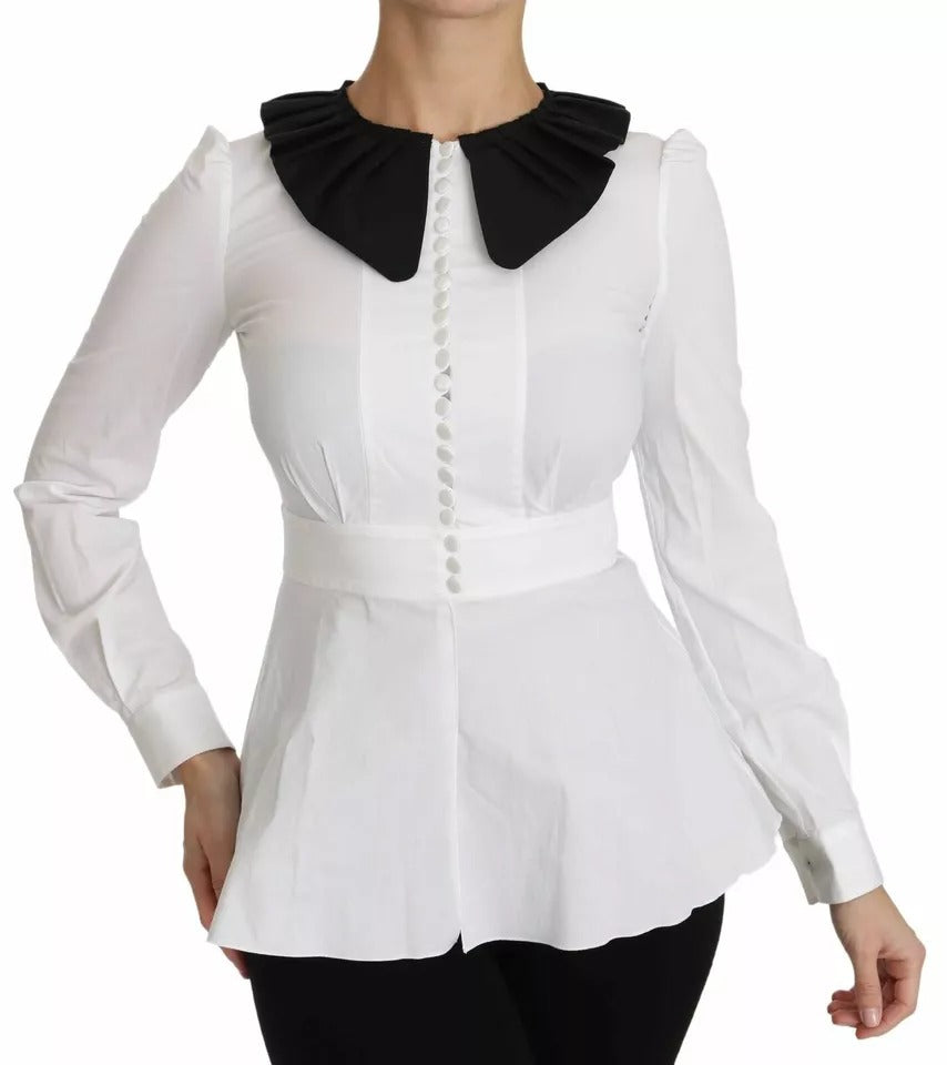 Dolce & Gabbana Black White Decorative Buttons Tops Shirt Blouse by Dolce & Gabbana
