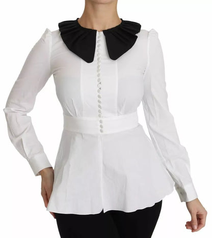 Dolce & Gabbana Black White Decorative Buttons Tops Shirt Blouse by Dolce & Gabbana