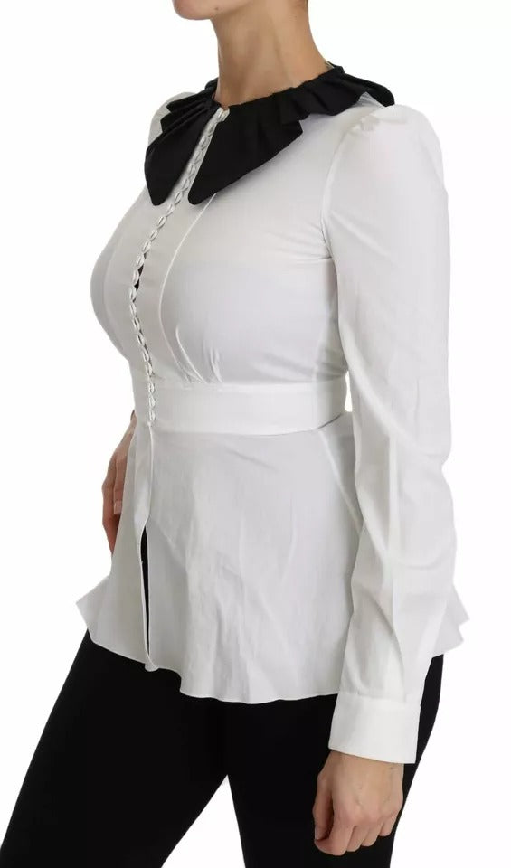 Dolce & Gabbana Black White Decorative Buttons Tops Shirt Blouse by Dolce & Gabbana
