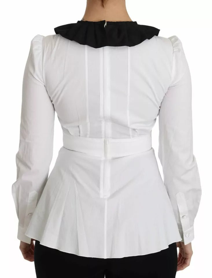 Dolce & Gabbana Black White Decorative Buttons Tops Shirt Blouse by Dolce & Gabbana