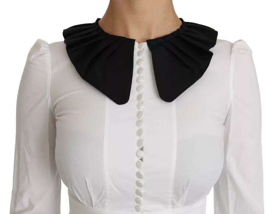 Dolce & Gabbana Black White Decorative Buttons Tops Shirt Blouse by Dolce & Gabbana