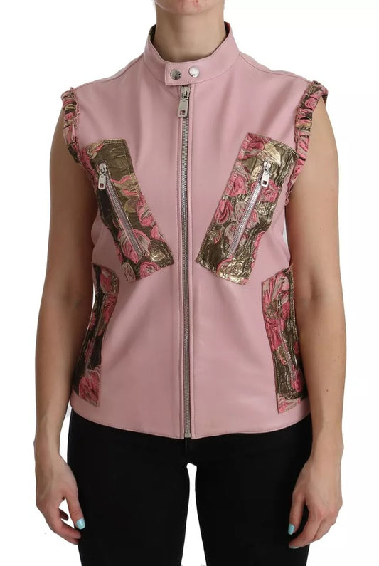 Chemisier sans manches en cuir rose Dolce &amp; Gabbana