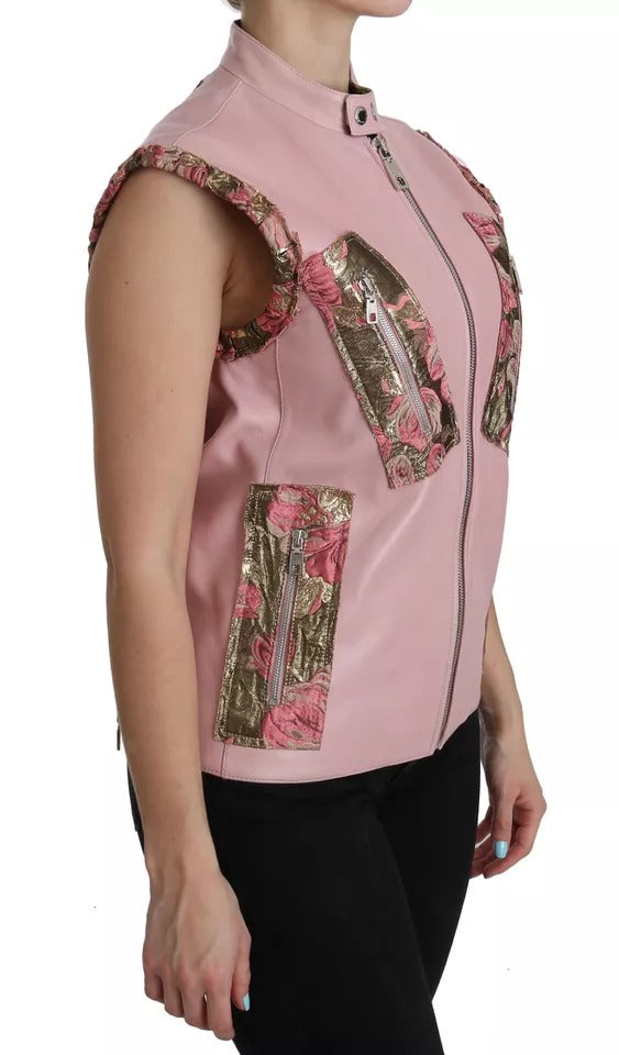 Chemisier sans manches en cuir rose Dolce &amp; Gabbana