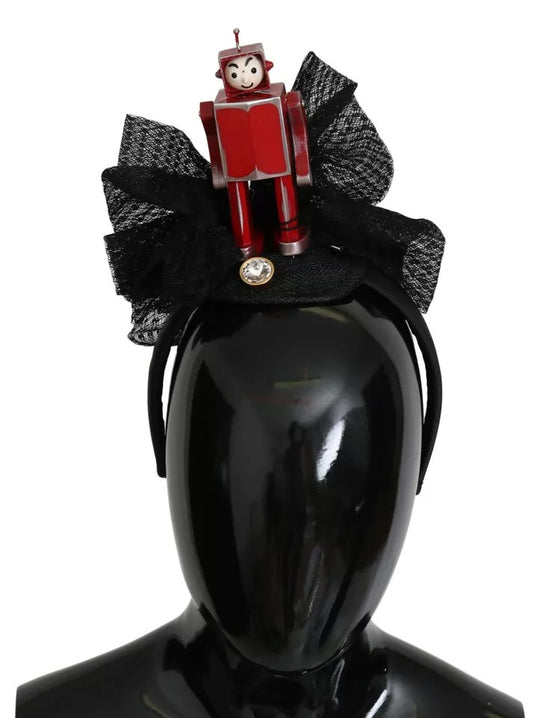 Diadème serre-tête robot Dolce &amp; Gabbana en cristal transparent rouge et noir