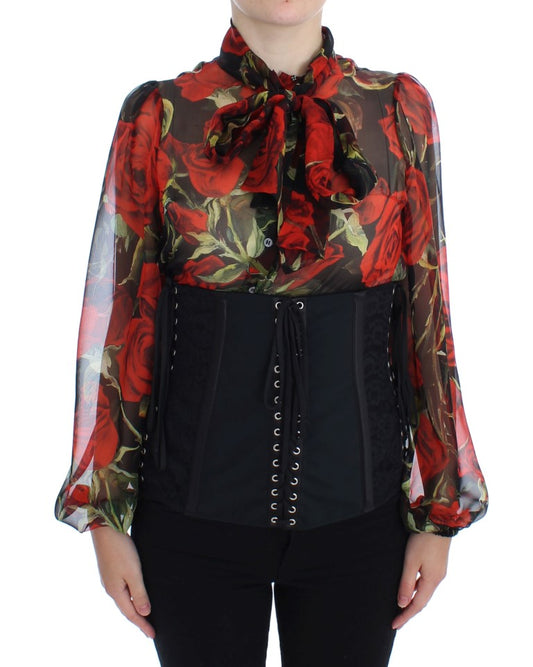 Ceinture corset élégante en brocart floral noir Dolce &amp; Gabbana
