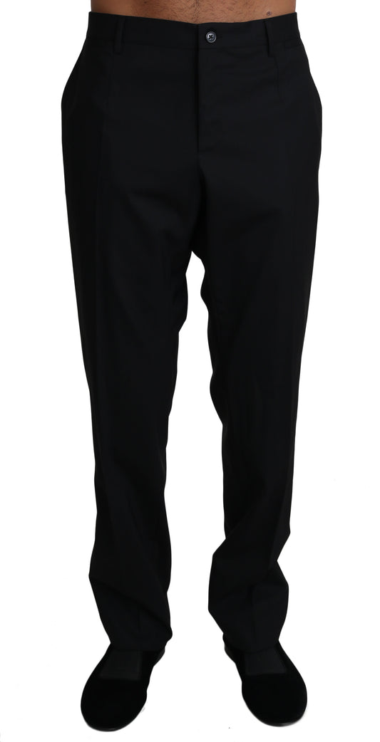 Pantalon habillé en laine mélangée noire élégante Dolce &amp; Gabbana