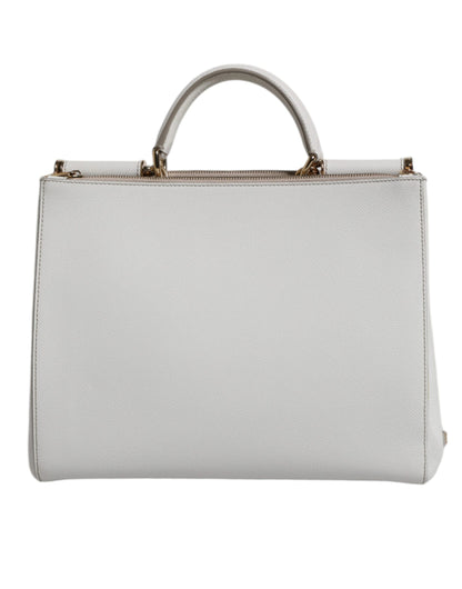 Sac fourre-tout à bandoulière en cuir blanc avec logo Dolce &amp; Gabbana