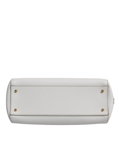Sac fourre-tout à bandoulière en cuir blanc avec logo Dolce &amp; Gabbana