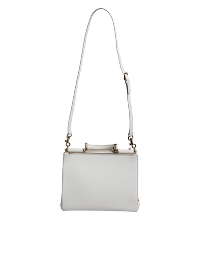 Sac fourre-tout à bandoulière en cuir blanc avec logo Dolce &amp; Gabbana
