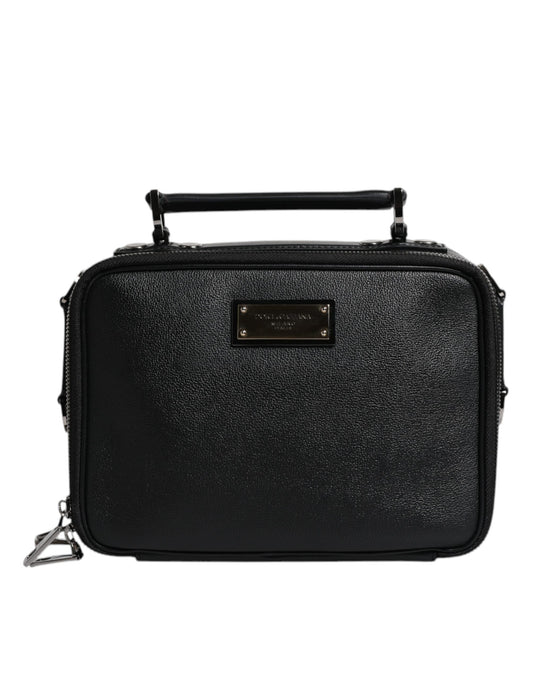 Sac bandoulière Dolce &amp; Gabbana en nylon noir avec logo et poignée supérieure