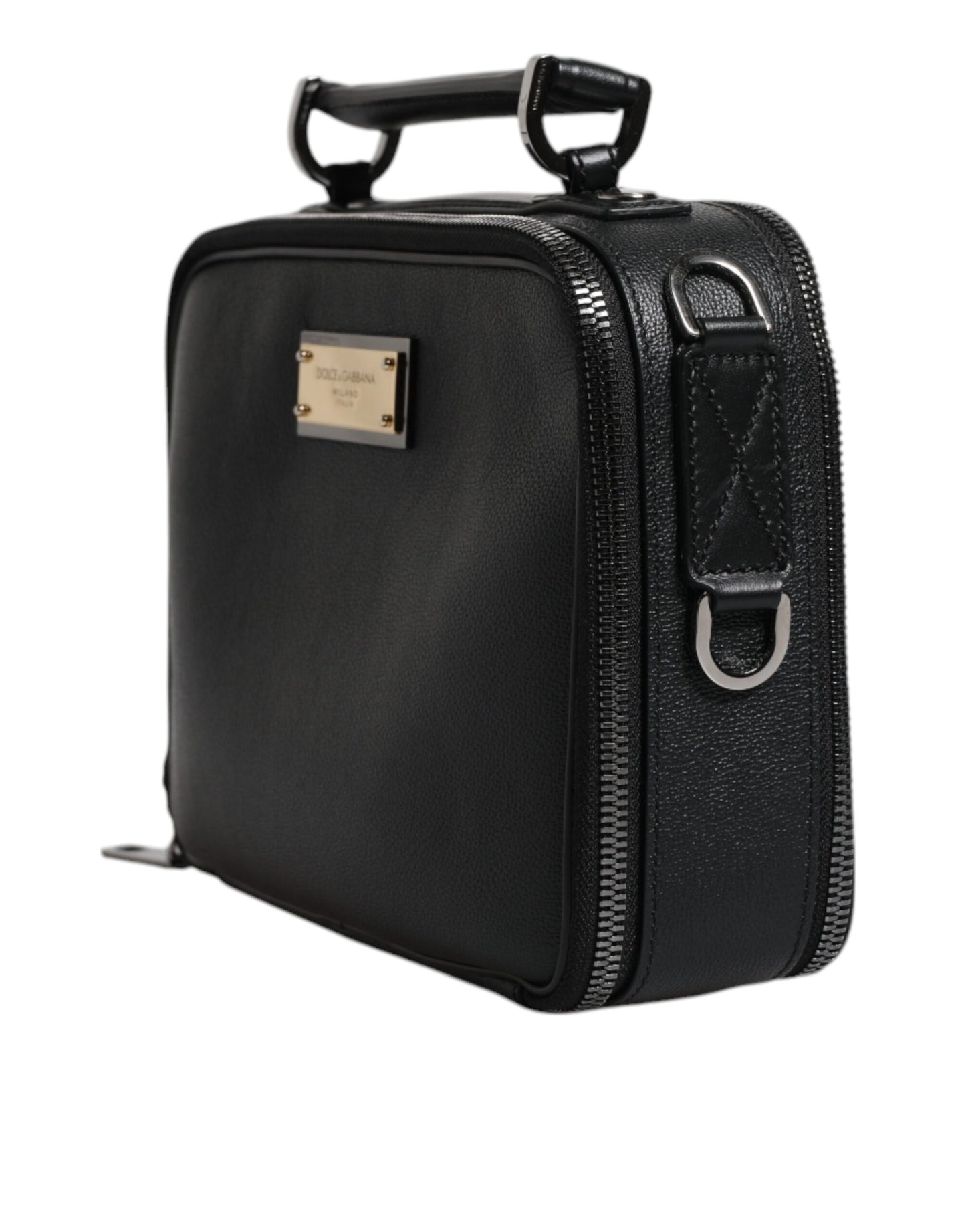 Sac bandoulière Dolce &amp; Gabbana en nylon noir avec logo et poignée supérieure