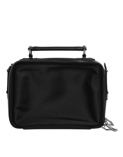 Sac bandoulière Dolce &amp; Gabbana en nylon noir avec logo et poignée supérieure
