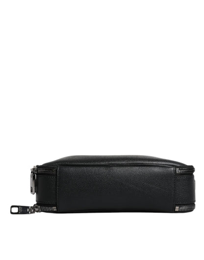 Sac bandoulière Dolce &amp; Gabbana en nylon noir avec logo et poignée supérieure