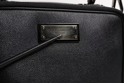 Sac bandoulière Dolce &amp; Gabbana en nylon noir avec logo et poignée supérieure