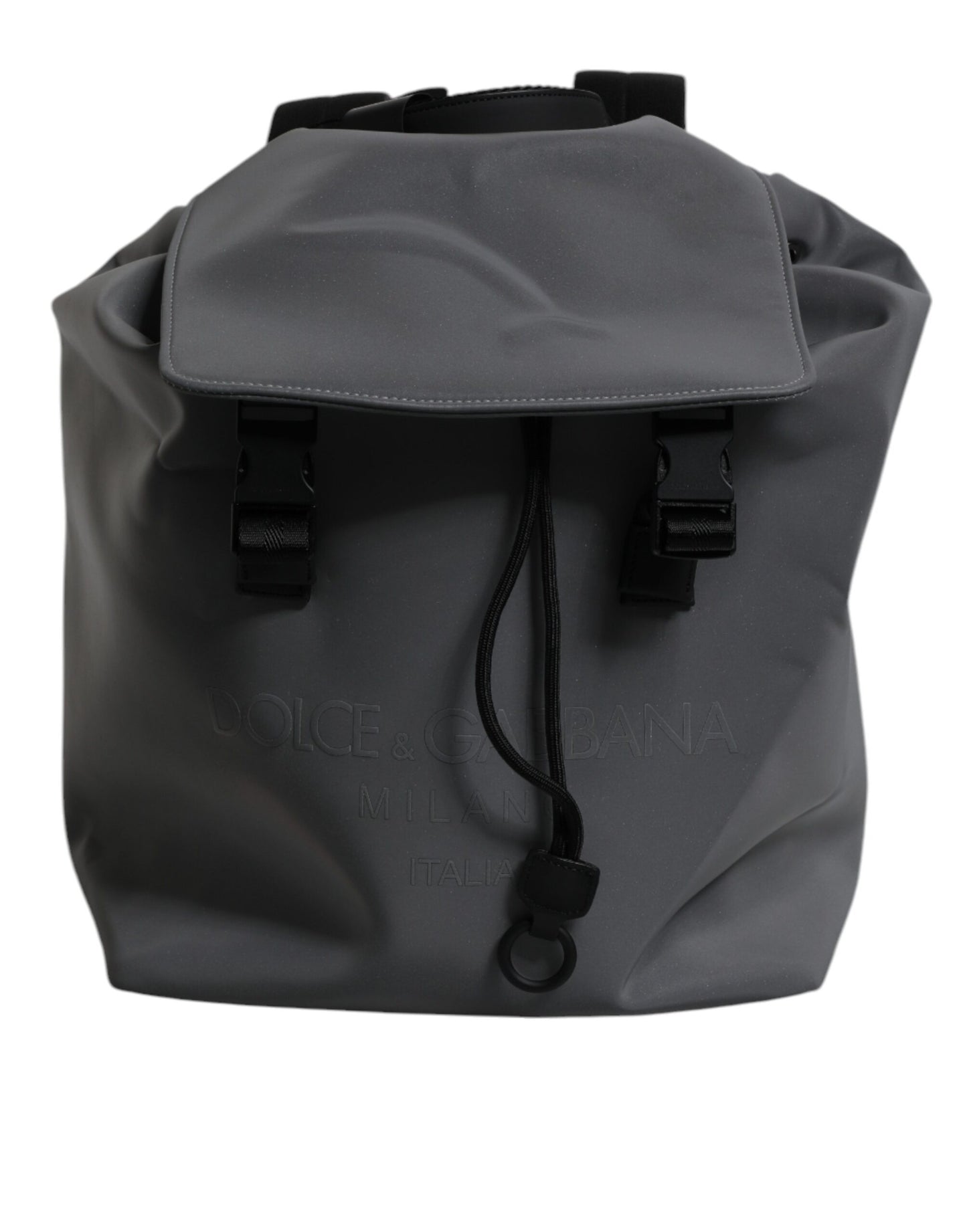 Dolce &amp; Gabbana Gray Polyester Logo Print Travel Back Pack Bag