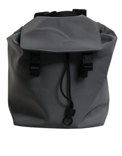 Dolce &amp; Gabbana Gray Polyester Logo Print Travel Back Pack Bag