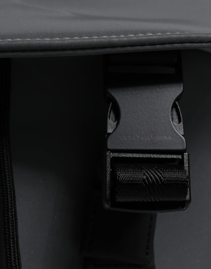 Dolce &amp; Gabbana Gray Polyester Logo Print Travel Back Pack Bag