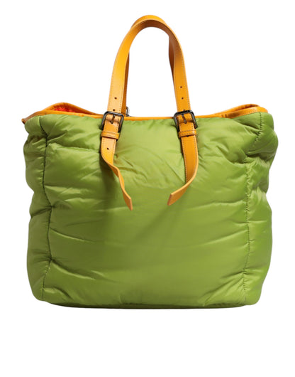 Sac fourre-tout à bandoulière en nylon vert rembourré avec plaque logo Dolce &amp; Gabbana