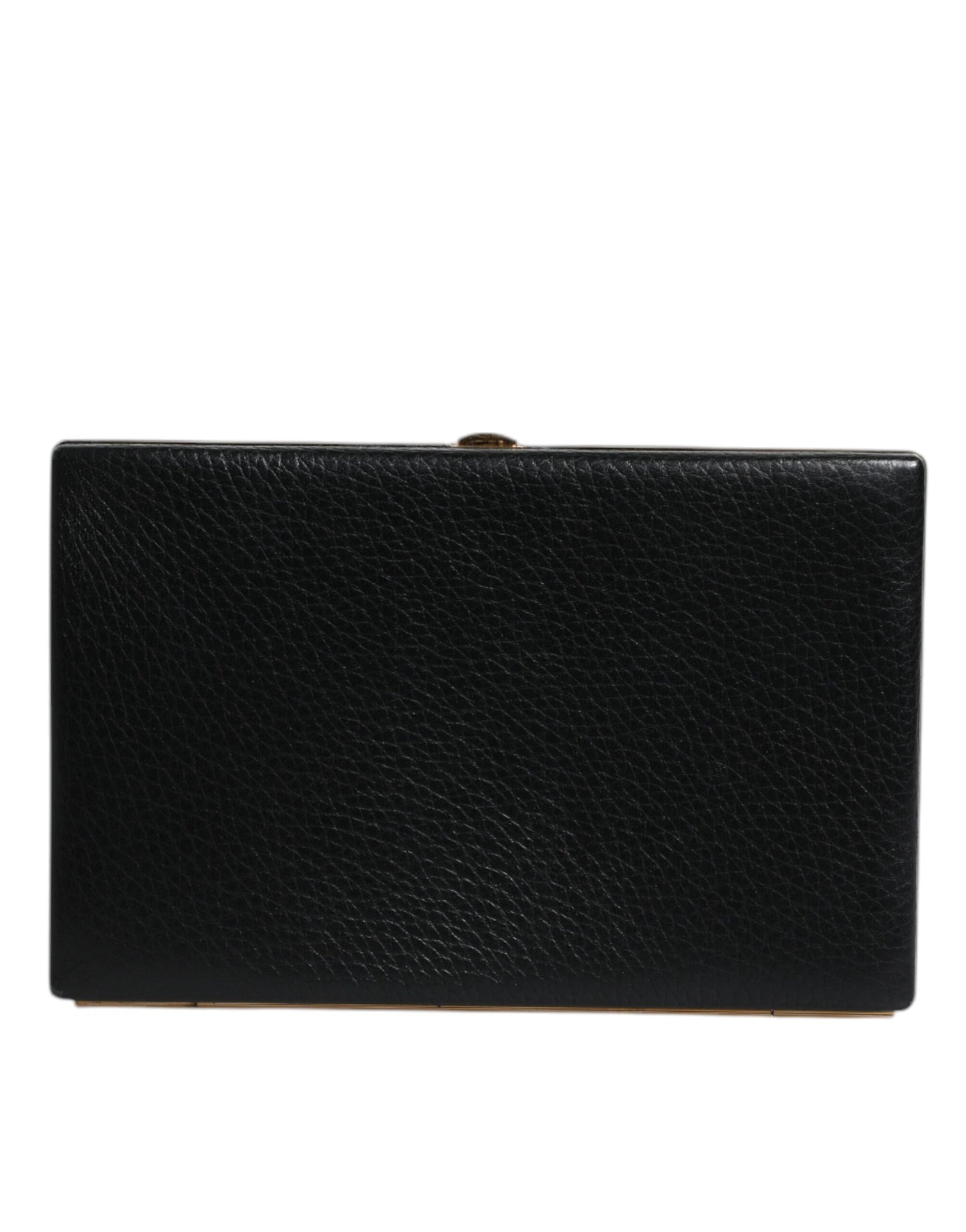Sac à main de soirée Dolce &amp; Gabbana en cuir noir avec cadre doré