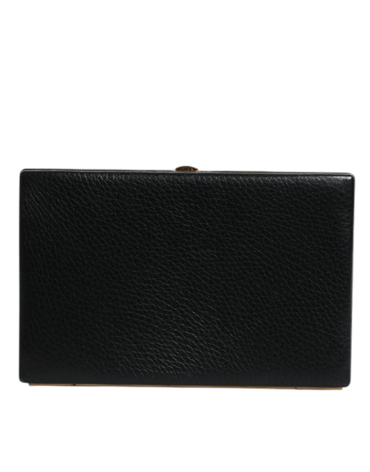Sac à main de soirée Dolce &amp; Gabbana en cuir noir avec cadre doré