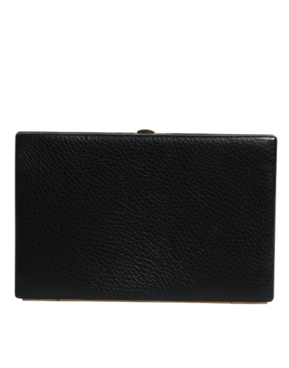 Sac à main de soirée Dolce &amp; Gabbana en cuir noir avec cadre doré