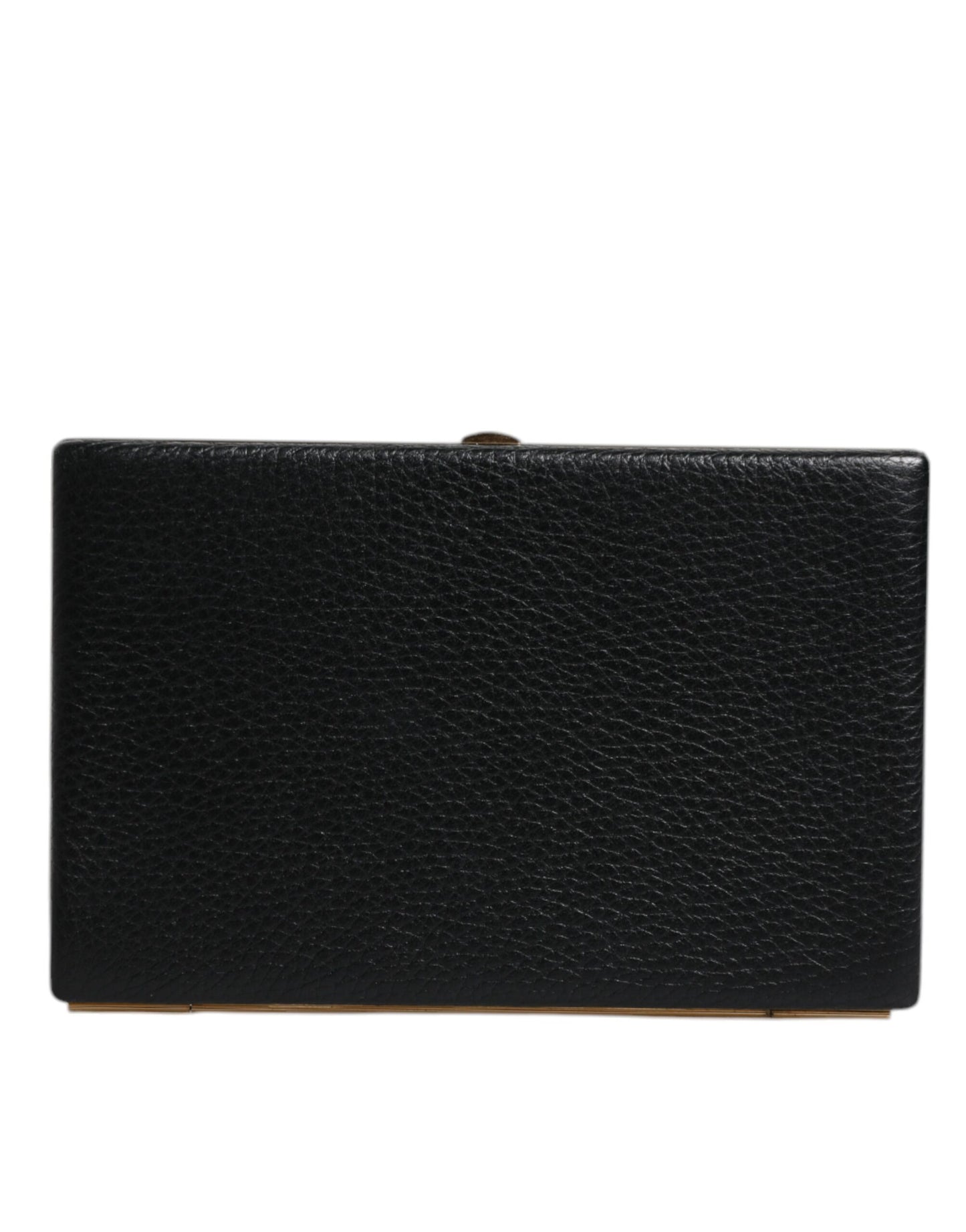Sac à main de soirée Dolce &amp; Gabbana en cuir noir avec cadre doré