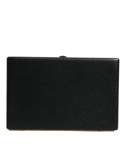 Sac à main de soirée Dolce &amp; Gabbana en cuir noir avec cadre doré