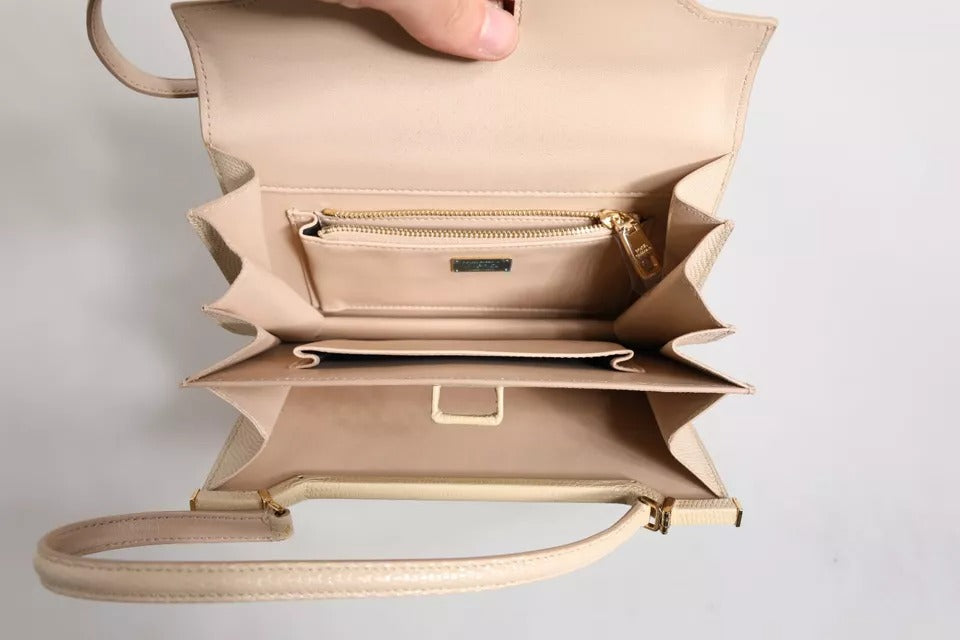 Dolce &amp; Gabbana Beige Leather Ingrid Top Handle Shoulder Bag