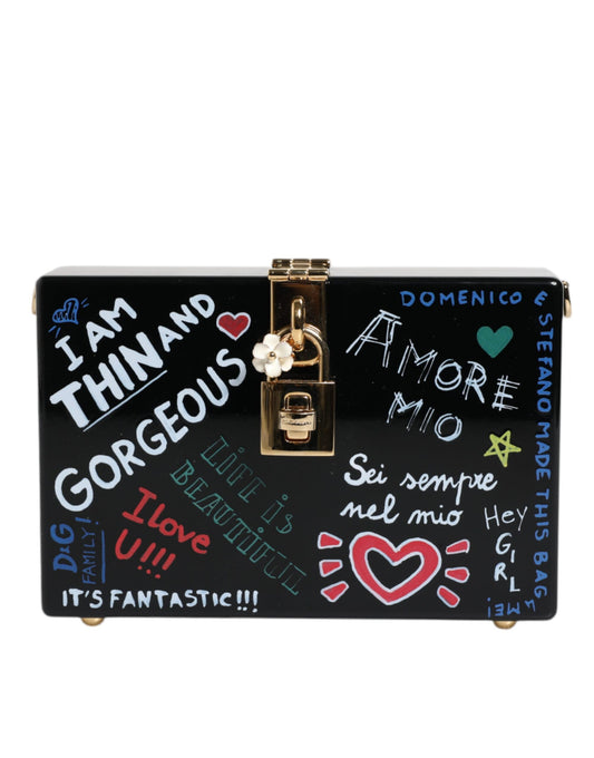 Sac bandoulière pochette imprimé graffiti noir Dolce &amp; Gabbana