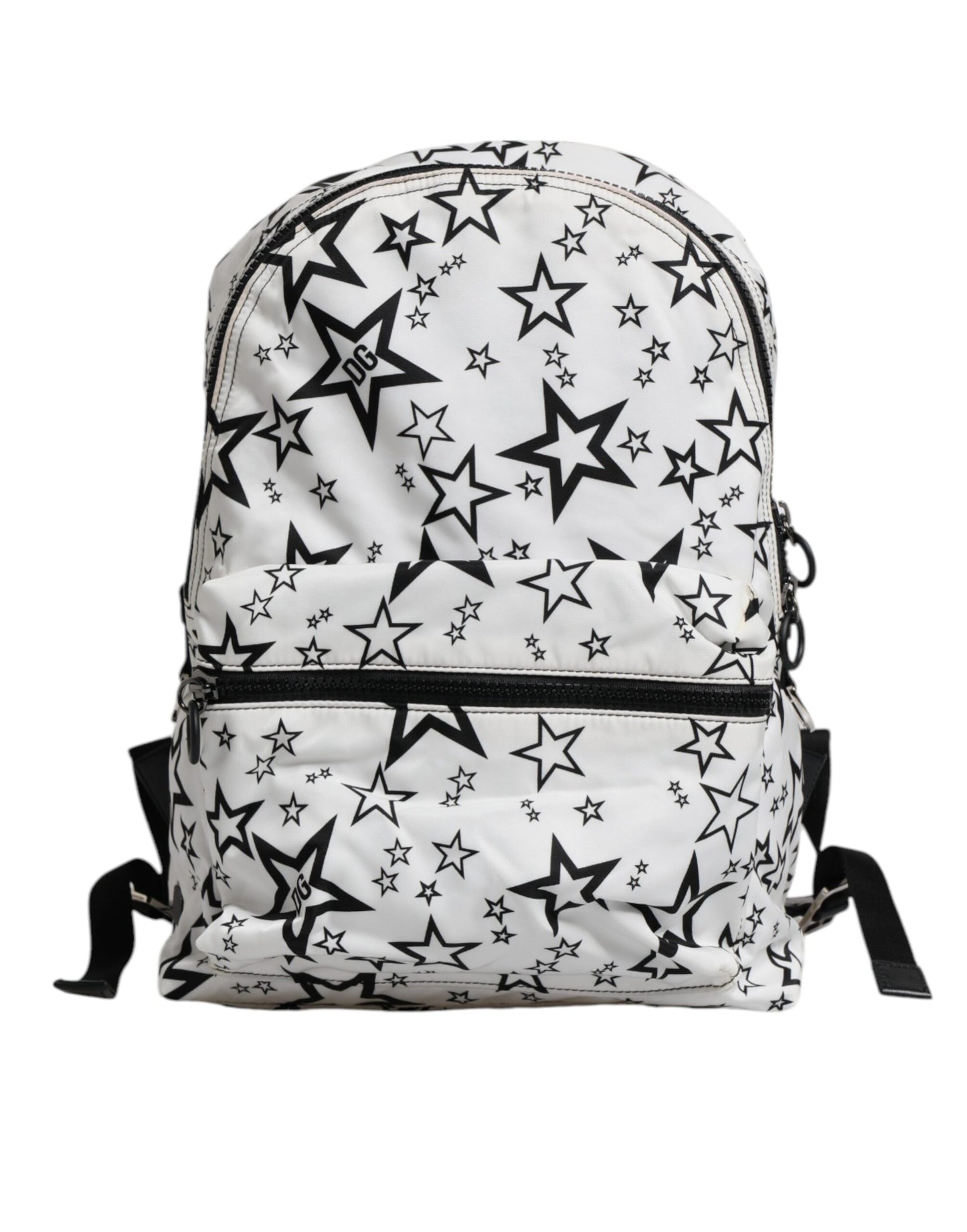Dolce &amp; Gabbana White DG Stars Print Nylon School Backpack Bag