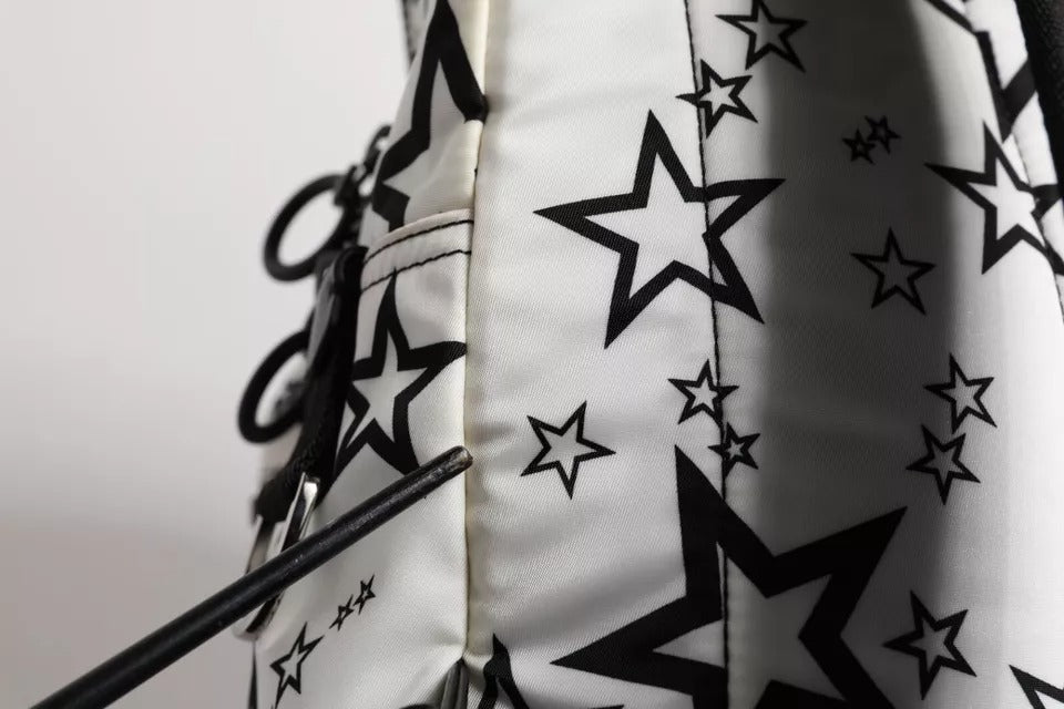 Dolce &amp; Gabbana White DG Stars Print Nylon School Backpack Bag