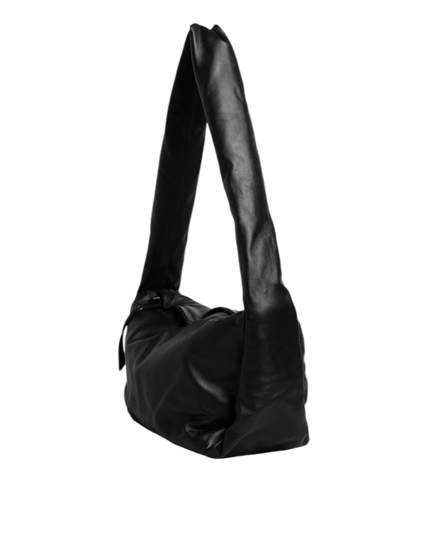 Sac à bandoulière en cuir noir avec plaque logo Dolce &amp; Gabbana