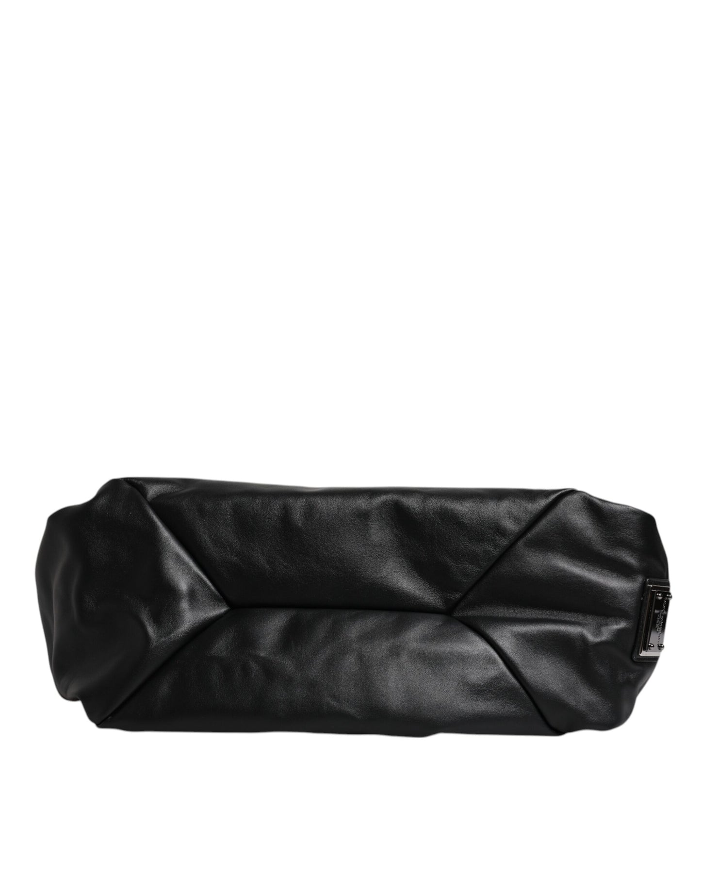 Sac à bandoulière en cuir noir avec plaque logo Dolce &amp; Gabbana
