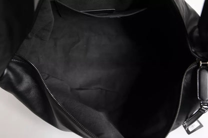 Sac à bandoulière en cuir noir avec plaque logo Dolce &amp; Gabbana