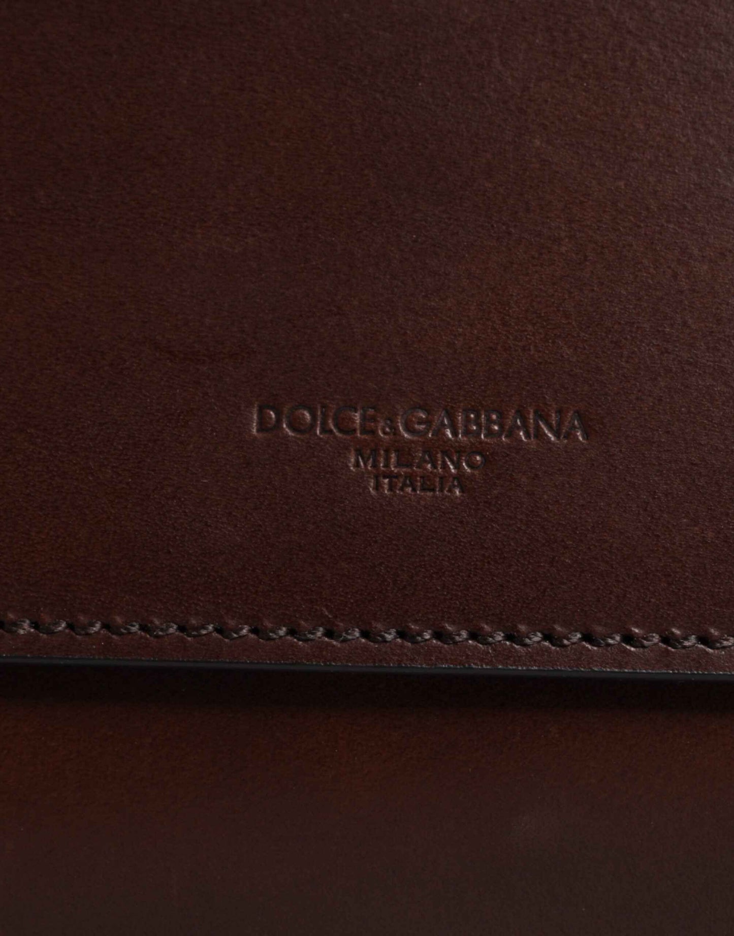 Dolce & Gabbana Brown Leather Logo Embossed Crossbody Bag