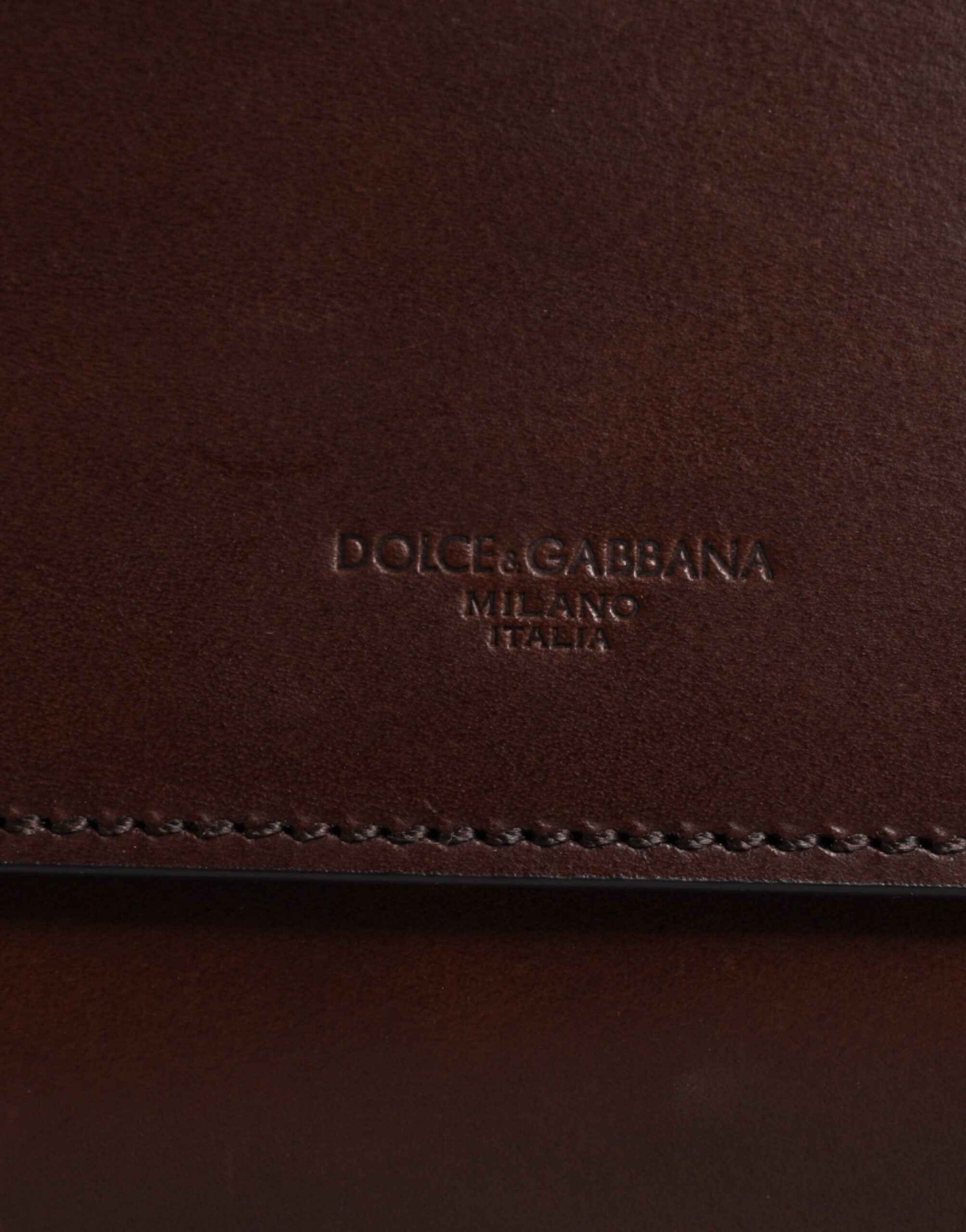 Dolce & Gabbana Brown Leather Logo Embossed Crossbody Bag