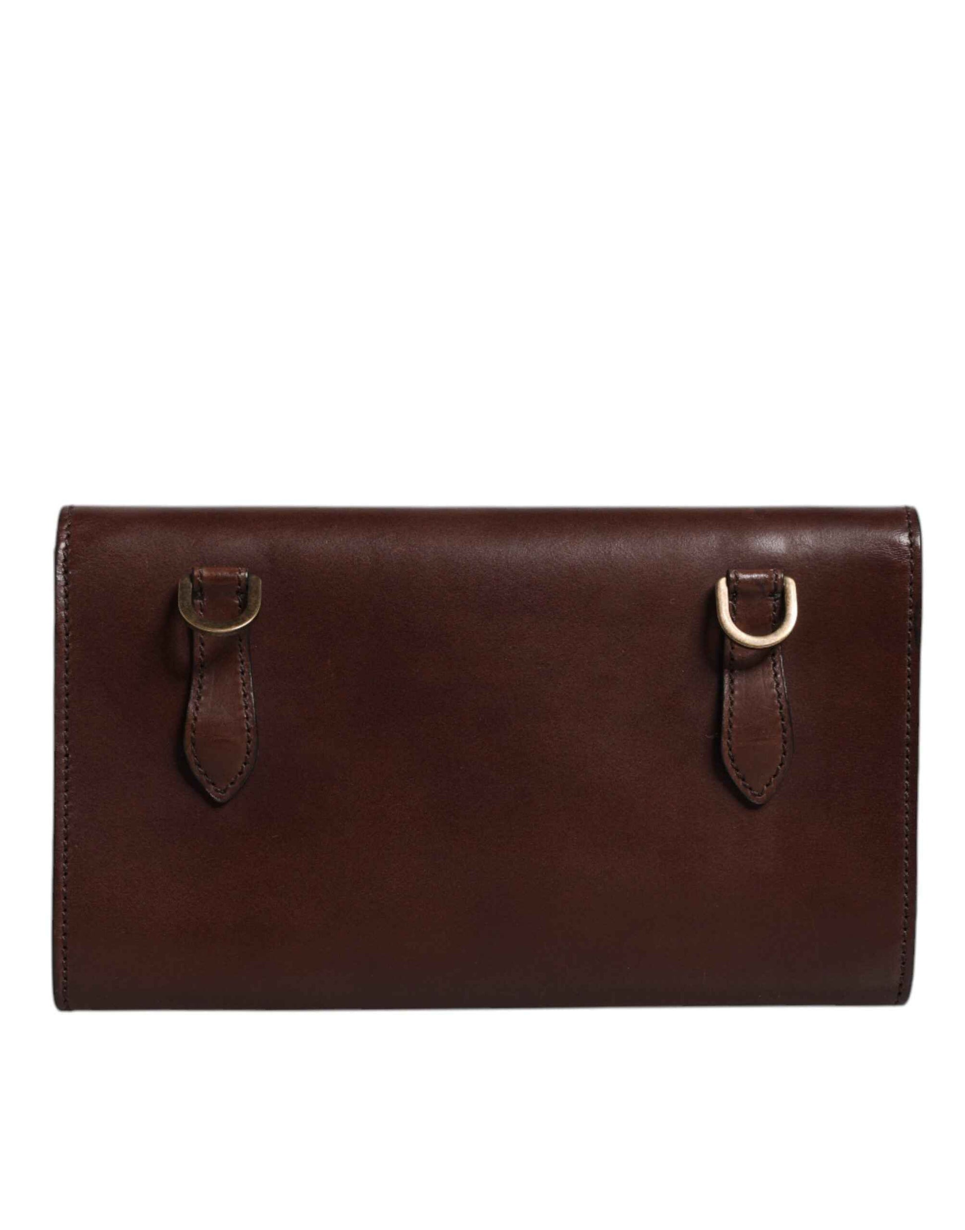 Dolce & Gabbana Brown Leather Logo Embossed Crossbody Bag