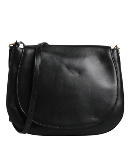 Sac bandoulière à rabat en cuir noir Dolce &amp; Gabbana
