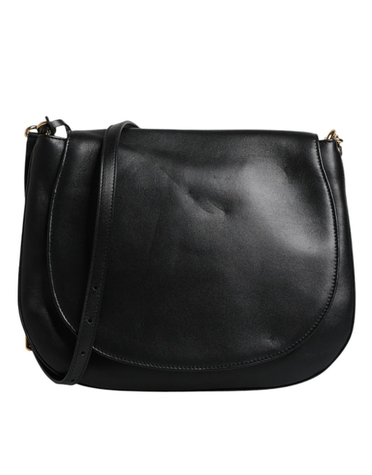 Sac bandoulière à rabat en cuir noir Dolce &amp; Gabbana