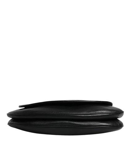 Sac bandoulière à rabat en cuir noir Dolce &amp; Gabbana