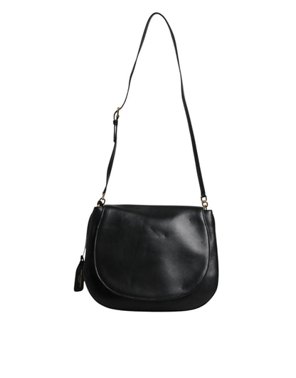 Sac bandoulière à rabat en cuir noir Dolce &amp; Gabbana