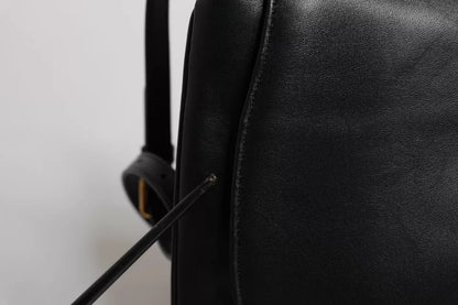 Sac bandoulière à rabat en cuir noir Dolce &amp; Gabbana
