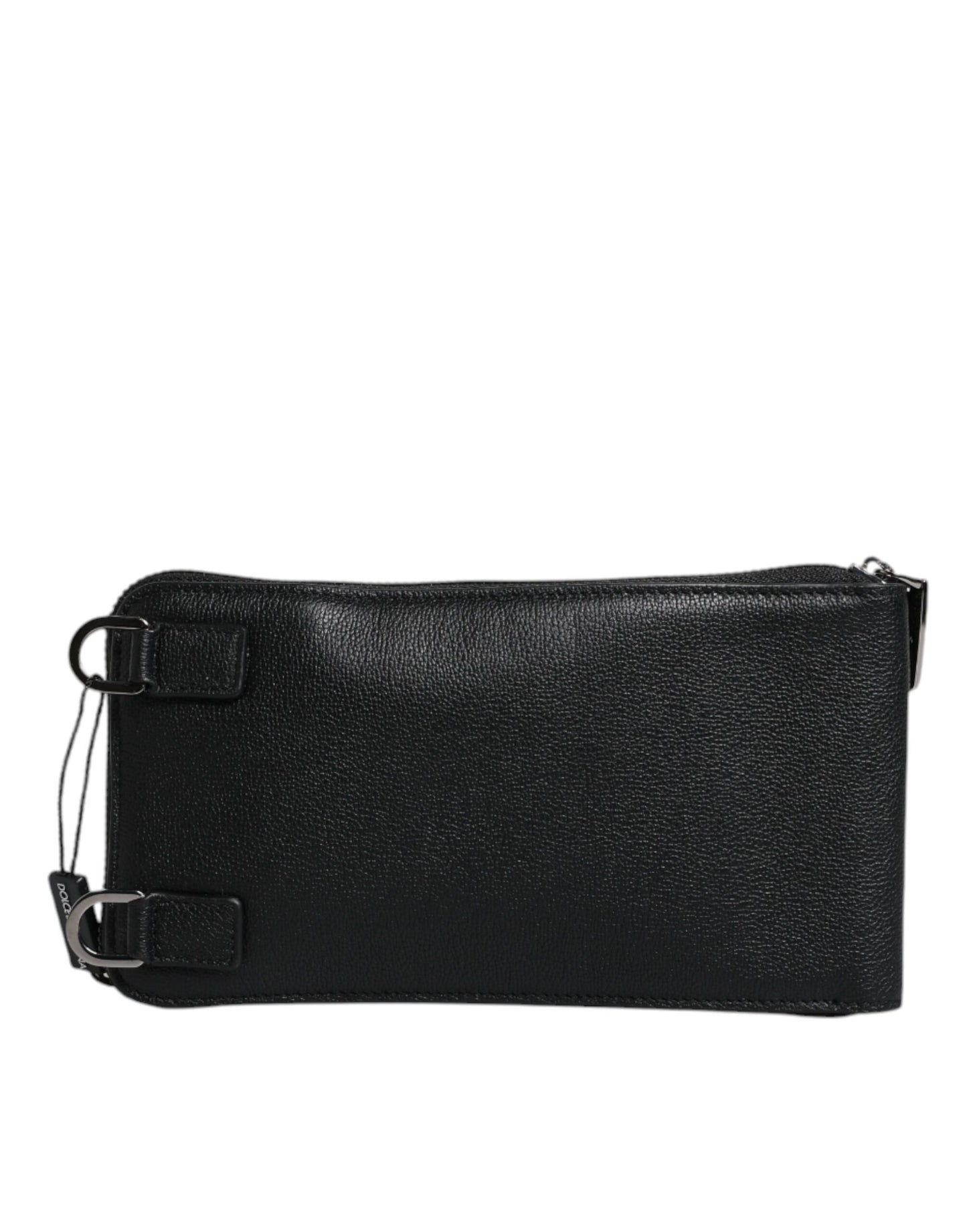 Sac à bandoulière en cuir noir Dolce &amp; Gabbana pour téléphone