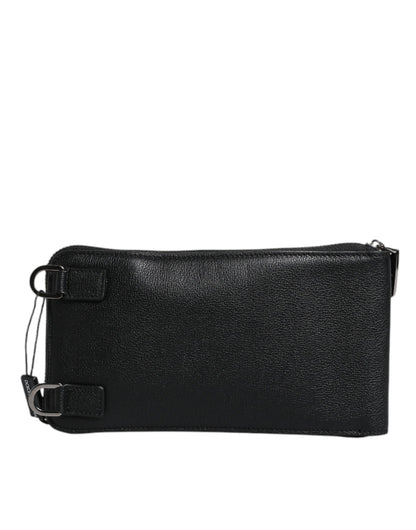 Sac à bandoulière en cuir noir Dolce &amp; Gabbana pour téléphone