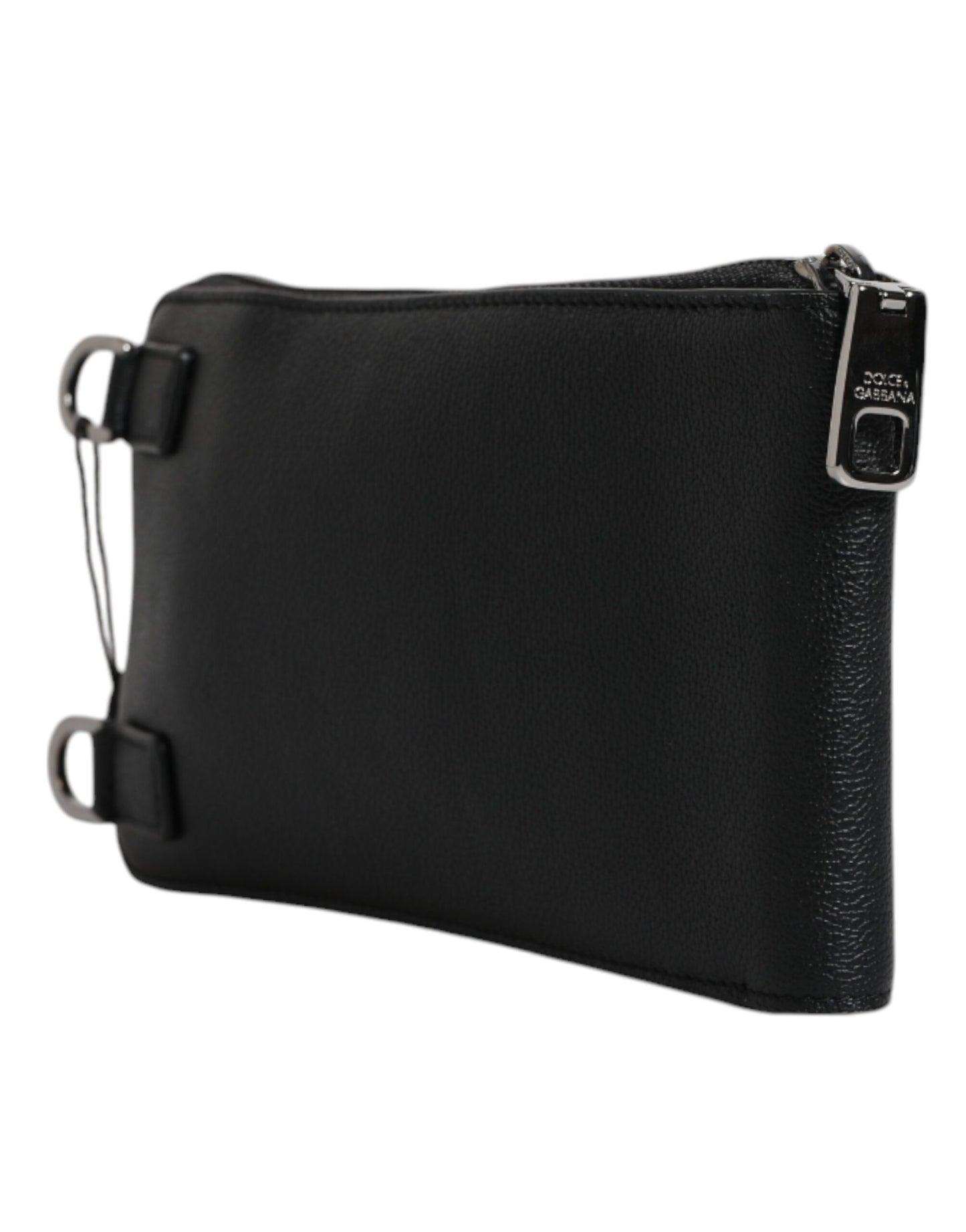 Sac à bandoulière en cuir noir Dolce &amp; Gabbana pour téléphone